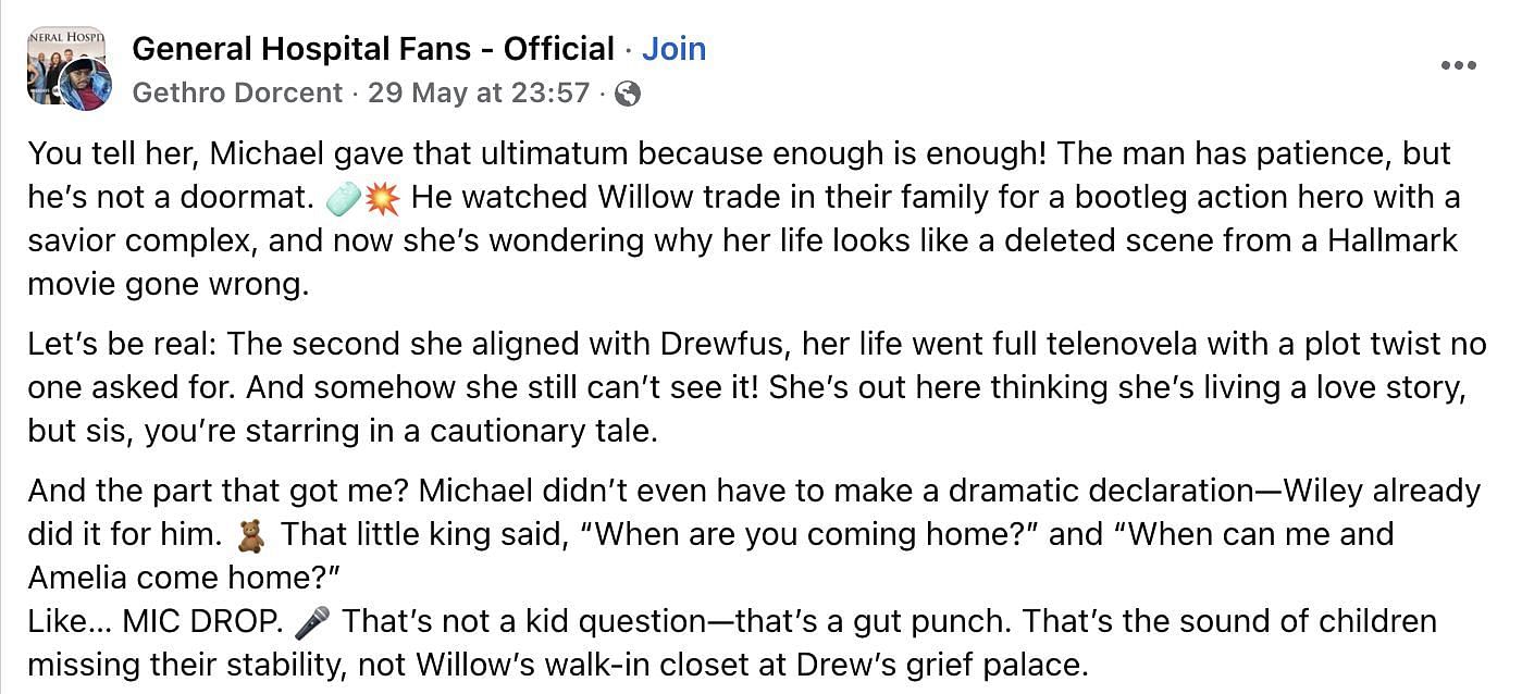 Screenshot from a Facebook post (Image via Facebook/@General Hospital Fans - Official)